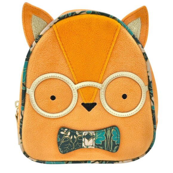 Bath & Body Works Orange Fox-Shaped Cosmetic Bag 6x6x2.5 Poly With Vinyl Trim - Picture 1 of 11